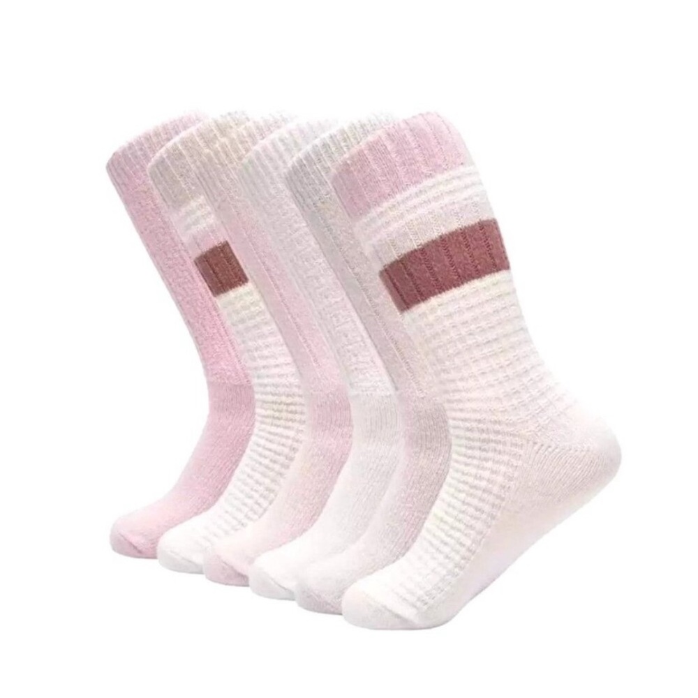 Pink and White Crew Socks